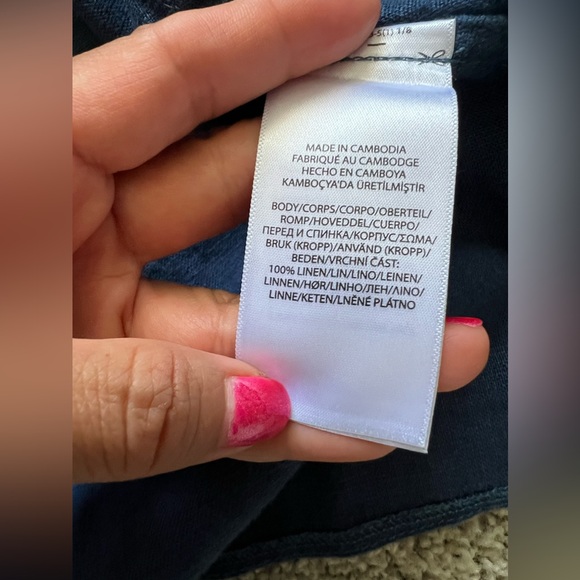 New Ralph Lauren Midi 100% Linen Navy Dress (8) - Picture 6 of 16